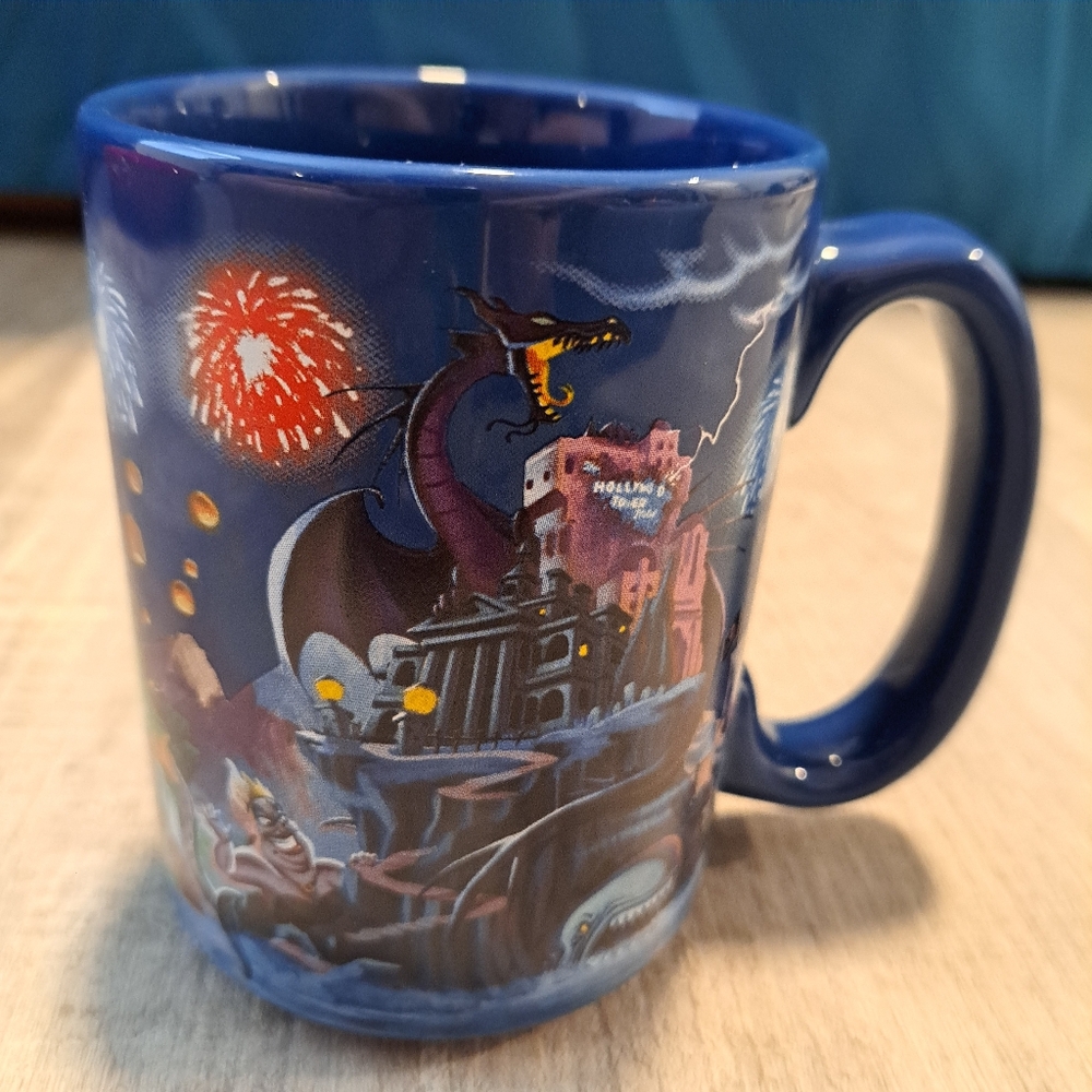 Disneyland Resort Blue Graphic Rapunzel‎ Tangled Ariel Fireworks Mug